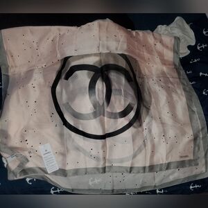 Chanel Elegant Pink and Gray Scarf